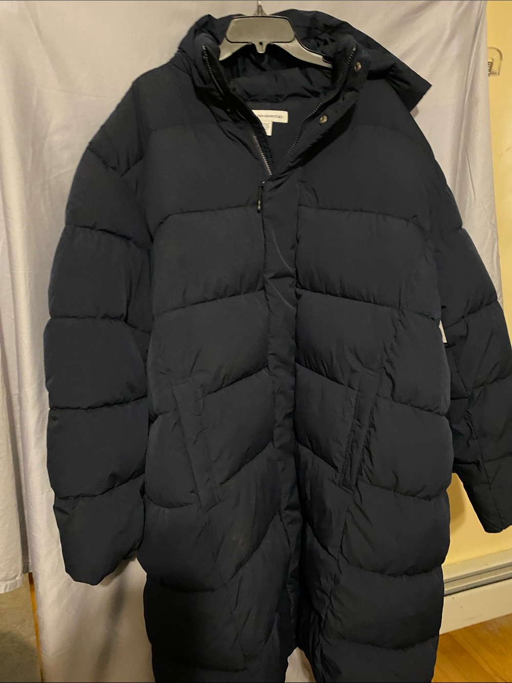Amazon Essentials Navy Women's Long Puffer Coat with Hood